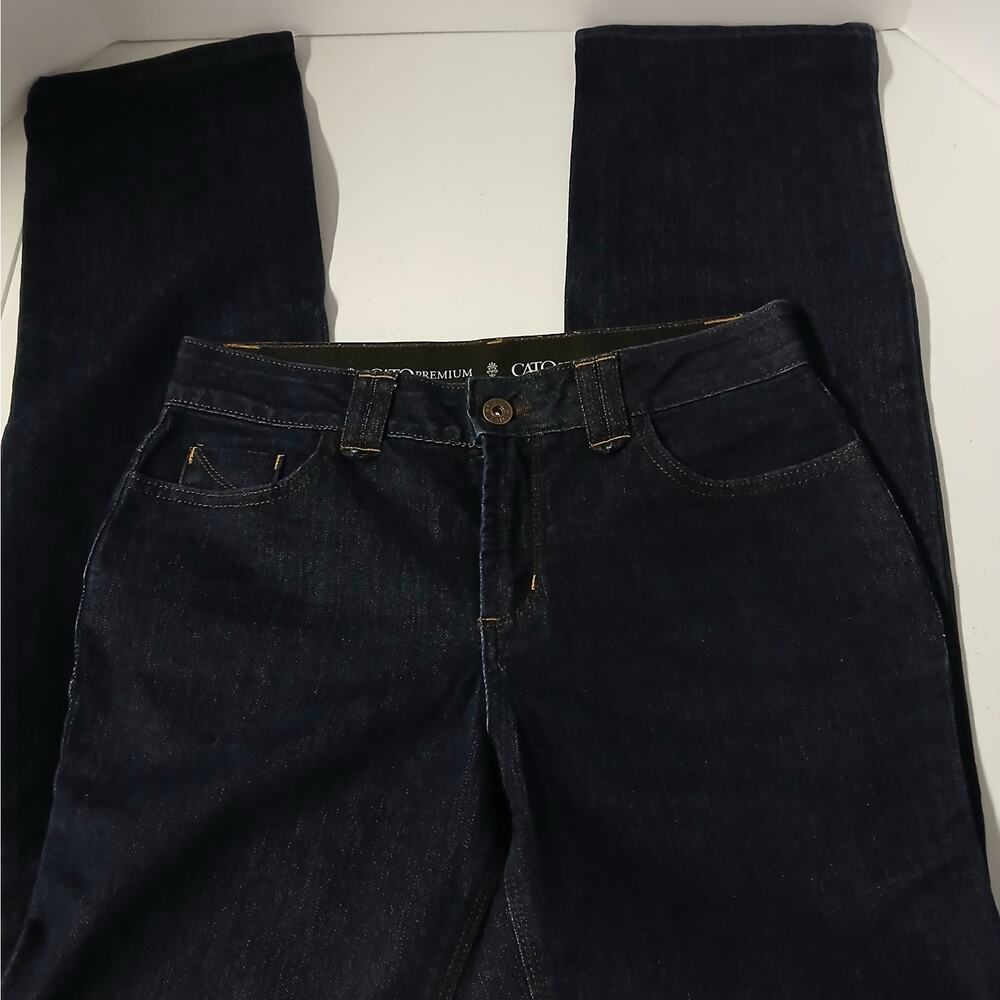 Cato Premium Women's Denim Jeans Size 6 Blue Straight Dark Wash Western Cowgirl - Picture 4 of 7